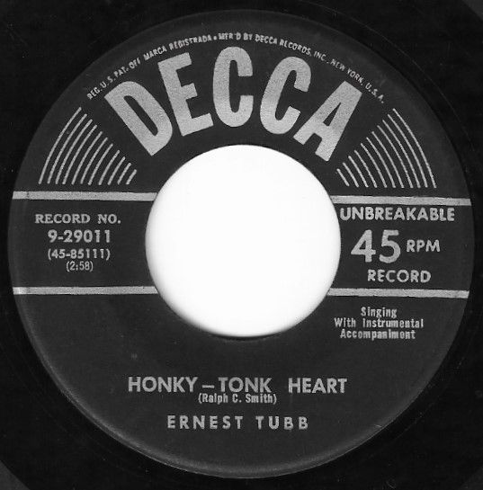 Tubb, Ernest / Honky-Tonk Heart / Decca 9-29011