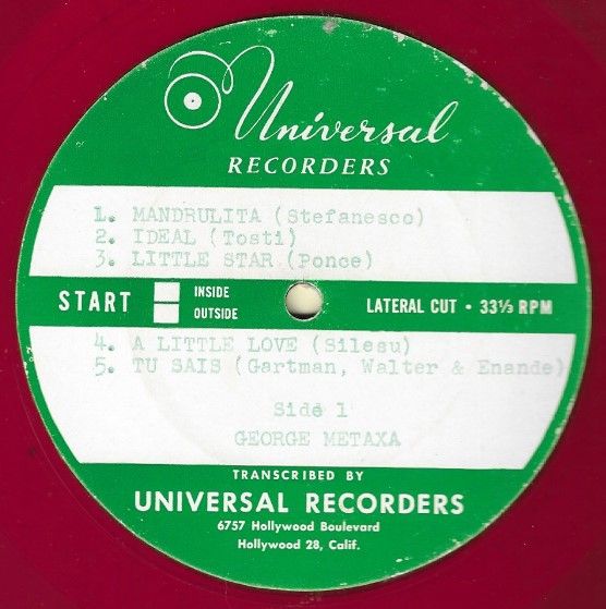 Metaxa, George / Mandrulita / Universal Recorders
