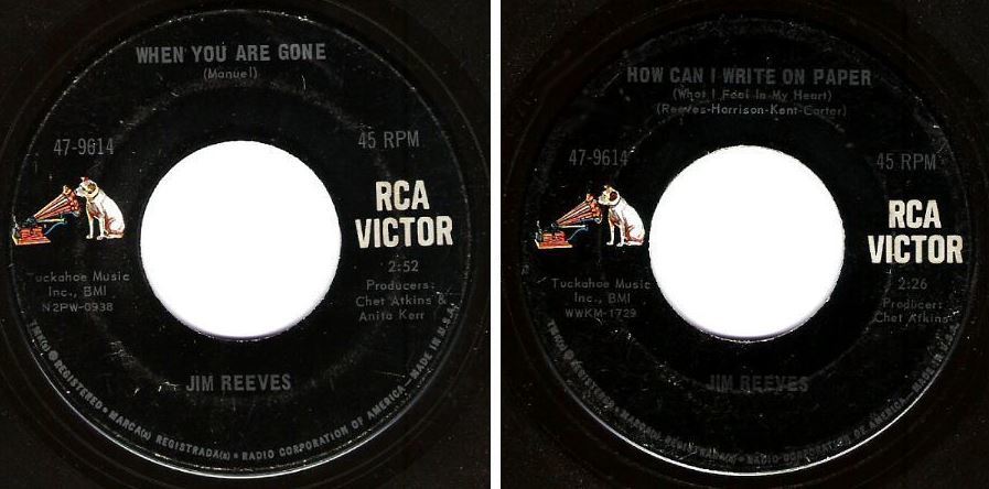 Reeves, Jim / When You Are Gone (1968) / RCA Victor 47-9614 (Single, 7&quot; Vinyl)