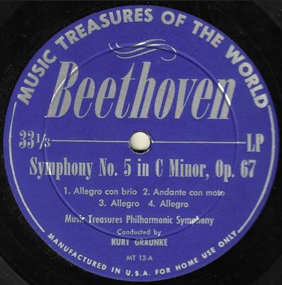 Music Treasures Philharmonic Symphony / Beethoven: Symphony No. 5 in C Minor, Op. 67 / MT-12