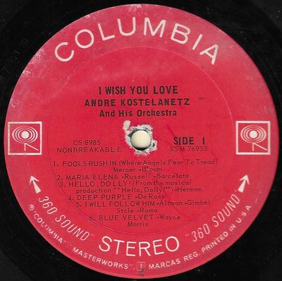 Kostelanetz, Andre / I Wish You Love / Columbia CS-8985