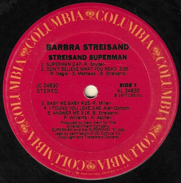 Streisand, Barbra / Streisand Superman / Columbia JC-34830