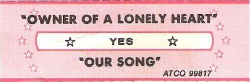 Yes / Owner of a Lonely Heart (1983) / Atco 99817 (Jukebox Title Strip)