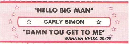 Simon, Carly / Hello Big Man (1983) / Warner Bros. 29428 (Jukebox Title Strip)