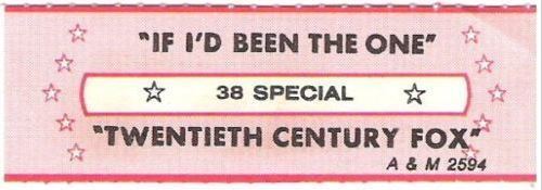 38 Special / If I'd Been the One (1983) / A+M 2594 (Jukebox Title Strip)