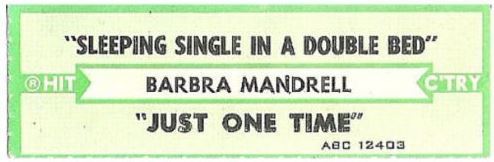 Mandrell, Barbara / Sleeping Single in a Double Bed (1978) / ABC 12403 (Jukebox Title Strip)