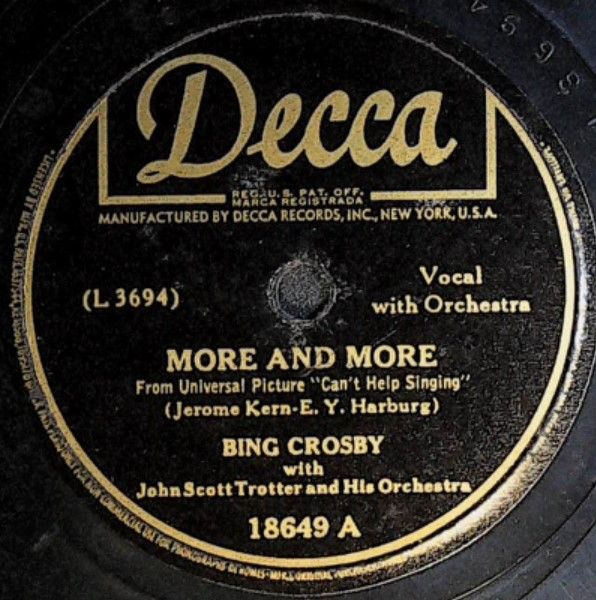 Crosby, Bing / More and More / Decca 18649