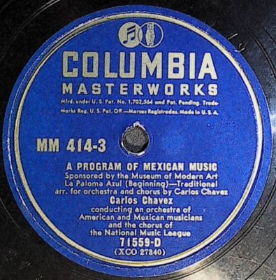 Chavez, Carlos / La Paloma Azul / Columbia Masterworks 71559-D