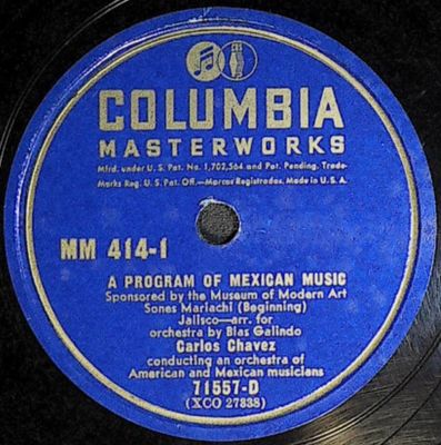 Chavez, Carlos / Sones Mariachi (Beginning) / Columbia Masterworks 71557-D