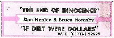 Henley, Don (+ Bruce Hornsby) / The End of the Innocence (1989) / Geffen 22925 (Jukebox Title Strip)