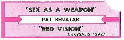 Benatar, Pat / Sex As a Weapon (1985) / Chrysalis 42927 (Jukebox Title Strip)