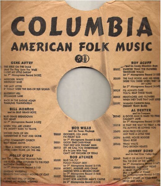 Columbia / American Folk Music / Tan-Black (Record Company Sleeve, 10")