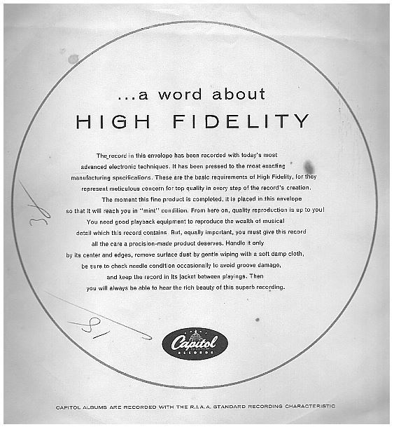 Capitol / ...a word about HIGH FIDELITY / White-Black-Gray (Record Company Sleeve, 10")