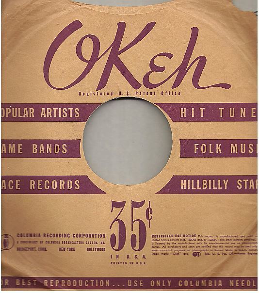 Okeh / Popular Artists - Hit Tunes - Name Bands - Folk Music - Race Records - Hillbilly Stars / Tan-Purple (Record Company Sleeve, 10")