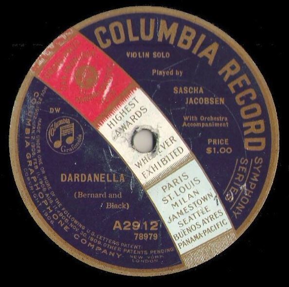 Jacobsen, Sascha / Dardanella (1920) / Columbia A-2912 (Single, 10" Shellac)