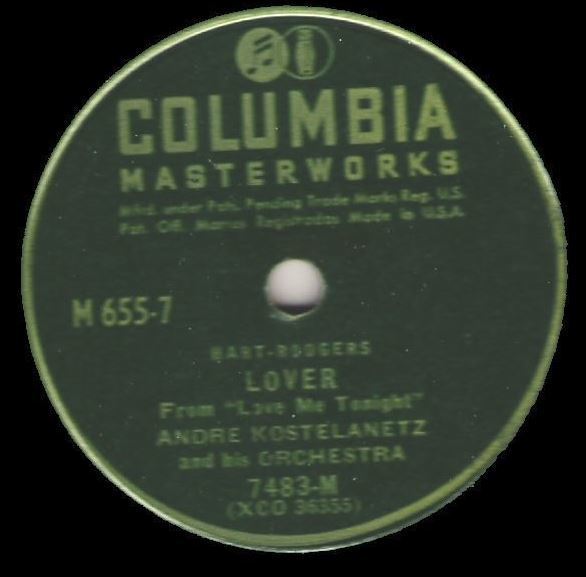 Kostelanetz, Andre / Lover (1946) / Columbia Masterworks M-655 (Single, 12" Shellac)