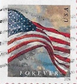 United States / 2024 / Flag with Blue Sky and Clouds at Top and Bottom