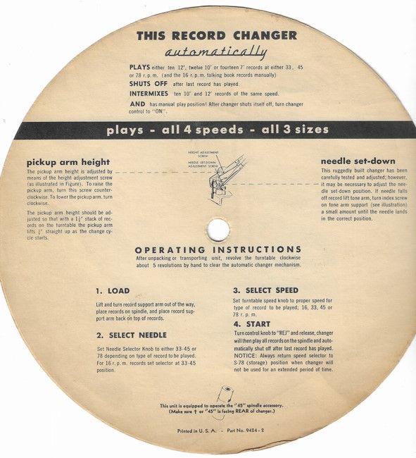 Record Changer / Operating Instructions