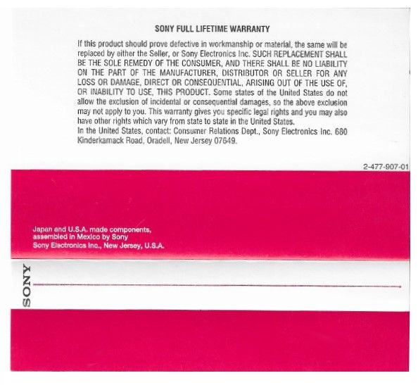 Sony / Red-White / No. 2-477-907-01