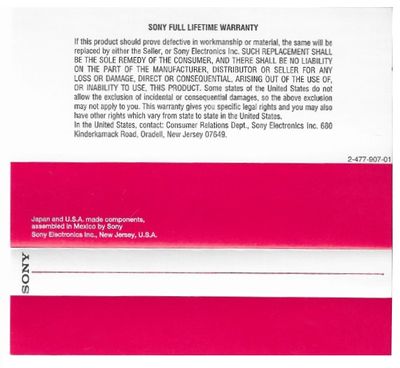 Sony / Red-White / No. 2-477-907-01