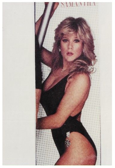 Fox, Samantha / Black Swimsuit-Leaning on Silver Pole (1980s)