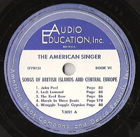 Uncredited Artists / The American Singer (Book VI) - Songs of the British Islands and Central Europe (Album, 10" Vinyl)