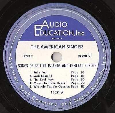 Uncredited Artists / The American Singer (Book VI) - Songs of the British Islands and Central Europe (Album, 10&quot; Vinyl)