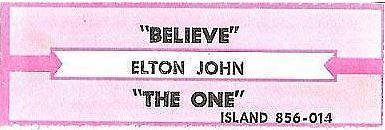 John, Elton / Believe (1995) / Island 856-014 (Jukebox Title Strip)
