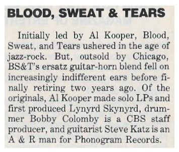 Blood, Sweat + Tears / Initially Led by Al Kooper