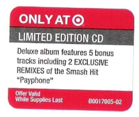 Maroon 5 / Overexposed (Deluxe Album) (2012) / A+M-Octone B0017005-02 (Sticker)