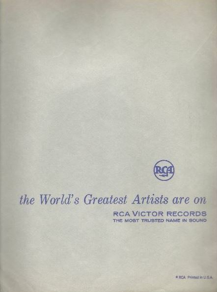 RCA Victor / the World's Greatest Artists are on - RCA VICTOR RECORDS / Light Gray with Dark Blue Print (Record Company Inner Sleeve, 12")