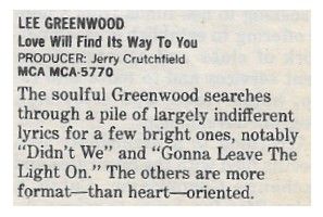 Greenwood, Lee / Love Will Find It&#39;s Way to You (1986)