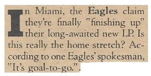 Eagles / Finishing Up Long-Awaited LP (1979)