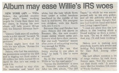 Nelson, Willie / Album May Ease Willie&#39;s IRS Woes (1993)