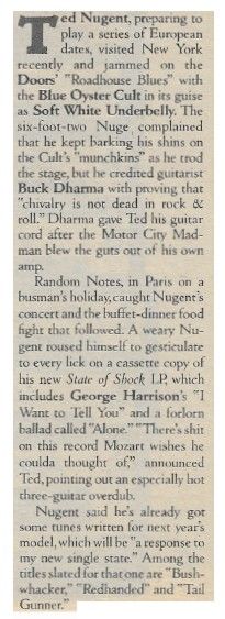 Nugent, Ted / Preparing to Play a Series of European Dates (1979)