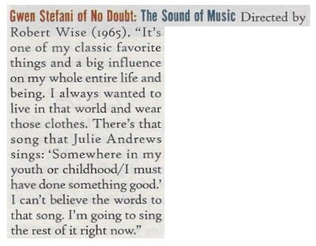 No Doubt / The Sound of Music-Gwen Stefani Favorite (1997)