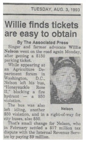 Nelson, Willie / Willie Finds Tickets Are Easy to Obtain (1993)