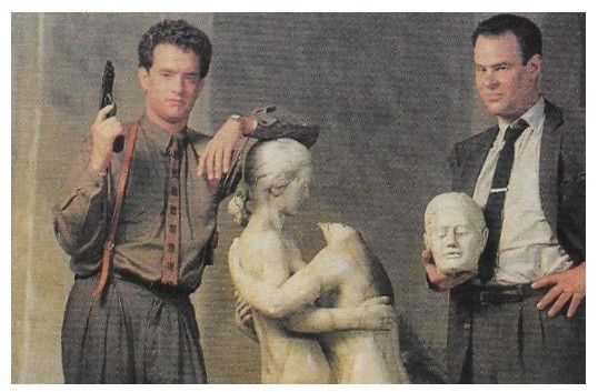 Aykroyd, Dan / With Tom Hanks on Set of "Dragnet" (1987)