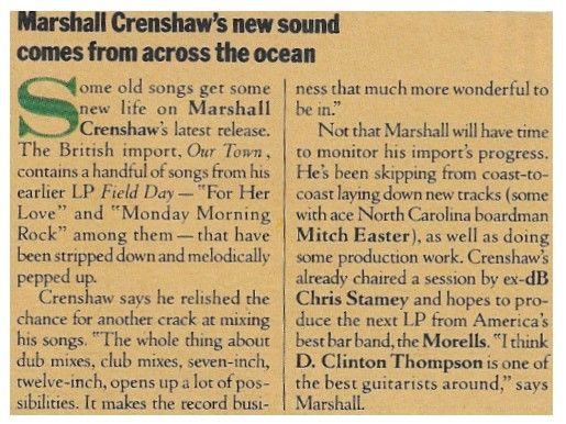 Crenshaw, Marshall / New Sound Comes from Across the Ocean (1984)