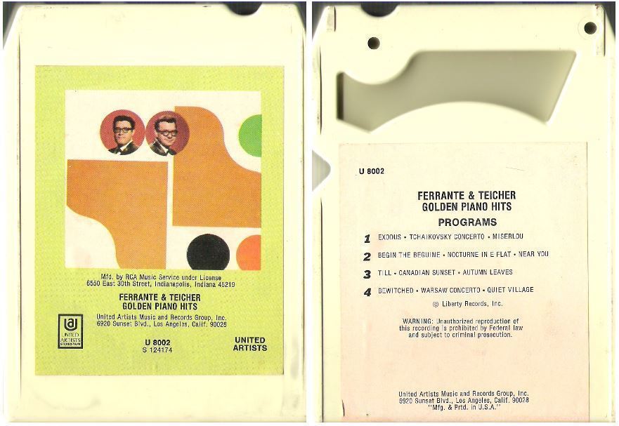 Ferrante + Teicher / Golden Piano Hits (1963) / United Artists U-8002 (8-Track Tape)
