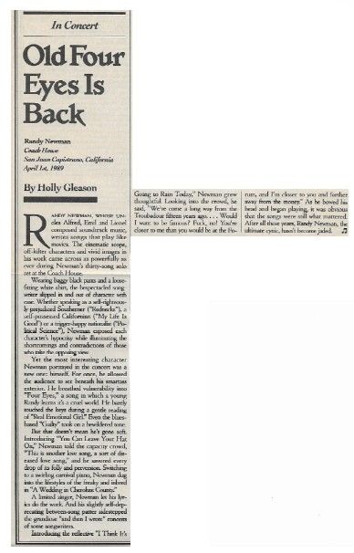 Newman, Randy / Old Four Eyes is Back (1989)
