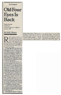 Newman, Randy / Old Four Eyes is Back (1989)