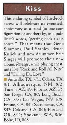 Kiss / Tour Dates and Story (1992)