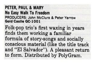 Peter, Paul + Mary / No Easy Walk to Freedom (1986)
