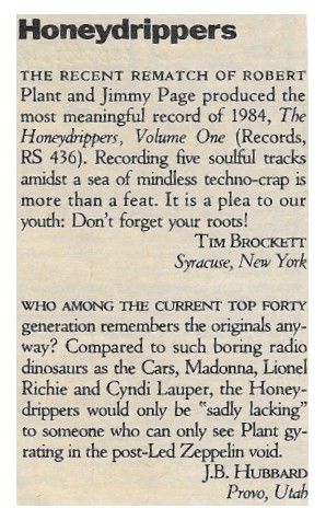 Honeydrippers, The / Recent Rematch of Robert Plant and Jimmy Page (1985)