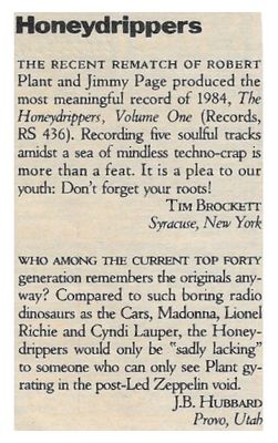 Honeydrippers, The / Recent Rematch of Robert Plant and Jimmy Page (1985)