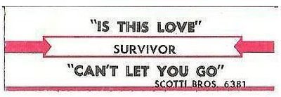 Survivor / Is This Love (1986) / Scotti Brothers 6381 (Jukebox Title Strip)