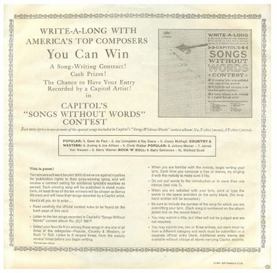 Capitol / Capitol&#39;s Songs Without Words Contest (1961)