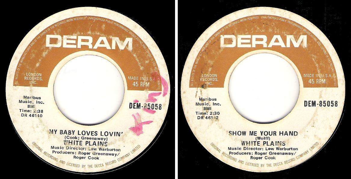 White Plains / My Baby Loves Lovin&#39; (1970) / Deram DEM-85058 (Single, 7&quot; Vinyl)