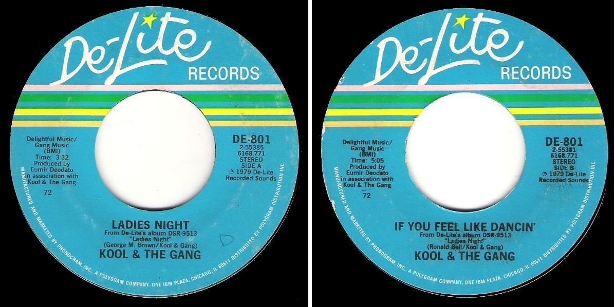 Kool + The Gang / Ladies Night (1979) / De-Lite DE-801 (Single, 7" Vinyl)